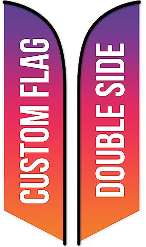 Custom Advertising Feather Flags for Business Outside, Personalized Feather Banner Flags with Logo Text, Customized Double Sided Business Open Flags Sign, Swooper Flag (Feather: 60×240cm/2×8FT)