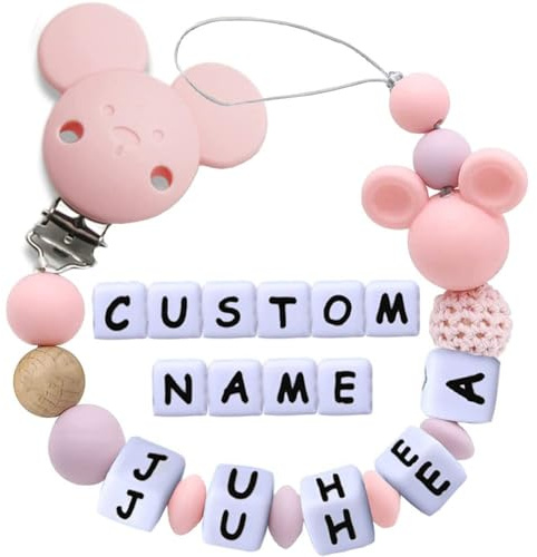 Personalized Pacifier Clip with Name Custom Stroller Clip Silicone Pacifier Chain Holder
