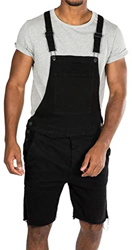 Salopette de travail pour homme - Salopette en jean stretch pour homme - Pantalon de travail d'été court avec poches - Salopette de travail courte - Pantalon d'été léger - Short en jean - Combinaison