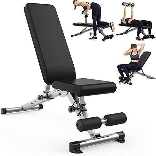 Hantelbank mit 6-fach verstellbarem Winkel, Flachbank-Trainingsgerät, Fitnessstuhl, Multifunktions-Flying Bird-Flachbankdrücken, Winkel der Vorder- und Hinterplatte einstellbar