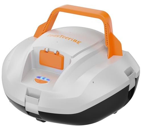 CoasTeering Poolroboter, 100 Minuten starke Reinigung, kabelloser Poolreiniger, automatisch, geeignet für Aufstellpools bis 80 m² (Weiß)