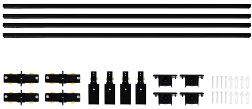 VANoopee 16FT H Track Lighting System - Black Rail Kit With End Caps & Live End Feed Connector - Compatible With Single Circuit 120V H Style Track Heads