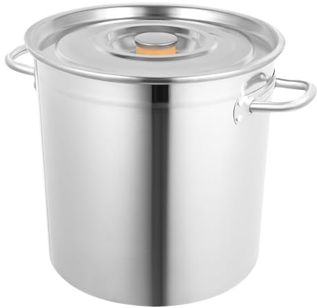 Olla de acero inoxidable de 35 litros, para sopas, ollas con tapa, de acero inoxidable grueso, compatible con inducción, gas, vitrocerámica, etc