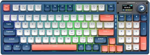 GAMEPOWER Gasket Elite X Kabellose Mechanische Gaming Tastatur, 95 Tasten, Triple Mode (Wireless, Bluetooth, Kabel), RGB, 4000mAh Akku, Lineare Switches, Smart Display, QWERTZ, Hot swap