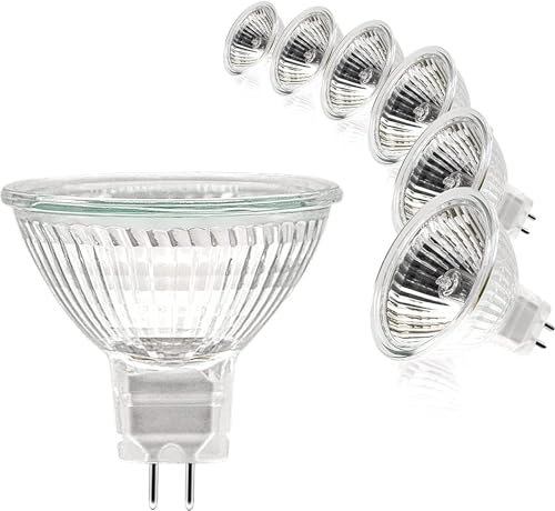 Ampoules Halogènes MR16 GU5.3 12V 20W Pack de 6, Haute Luminosité, Longue Durée, Économie d’Énergie, Lampe Halogène à Haute Température, Compatible avec Divers Scénarios, Couleurs Chaudes et Froides