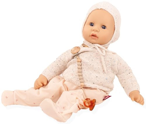 Götz 2561055 Cookie Alles Strick Puppe - 48 cm große Babypuppe mit blauen Schlafaugen, ohne Haare und einem Weichkörper - 7-teiliges Set