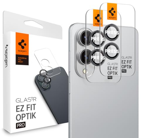 Spigen Glas.tR EZ Fit Optik Pro Tempered Glass Camera Lens Protector for Samsung Galaxy S25 Edge, Black, Individual lens protection, Installation kit included, Scratch-Resistant - 2 Pack