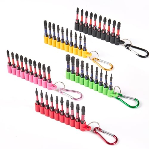 Geinxurn 50 Stück Schlagfester Schrauberbitsatz, 50mm Torx Hex Phillipes Pozidriv Schrauber Bit Set Magnetische S2 Stahl 1/4 Zoll Sechskantschaft und Farbige Weiche Hängestreifen zur Aufbewahrung