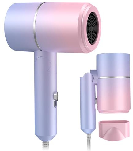 Rppiup Asciugacapelli Ionico, 800W Phon da Viaggio Pieghevole con Pulsante caldo/freddo Piccolo asciugacapelli professionale ionico con Bocchetta, Per Famiglia, Viaggio, Salone