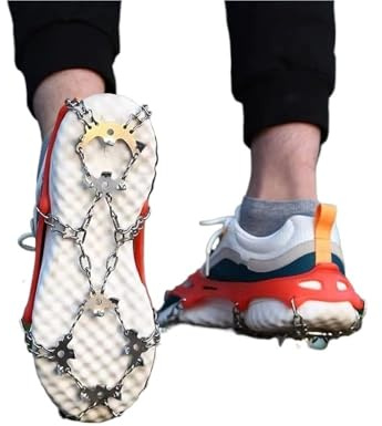 CSSHNL Cramponi Copriscarpe Antiscivolo for ramponi, ramponi da Sci, ramponi da Neve, ramponi da Neve for Passeggiate Invernali sul Ghiaccio(18 Teeth Black XL)