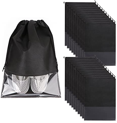 20 Pcs Bolsas de Zapatos de Viaje Bolso Multifunción a Prueba de Polvo Bolsa Impermeable Telas no Tejidas Zapatos para Hombres y Mujeres con Ventana Transparente y Cordón