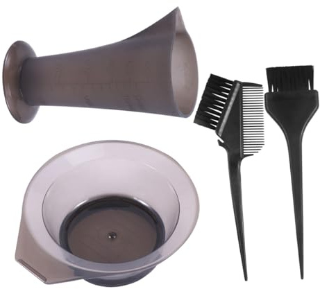 Zerodeko Kit de Tinte Cabello 4 Piezas Plástico Cuenco para Tinte, Taza Medidora y Pincel, Suministros para Teñir Profesional para Uso en Salón y Hogar, Colores Surtidos, Color Aleatorio