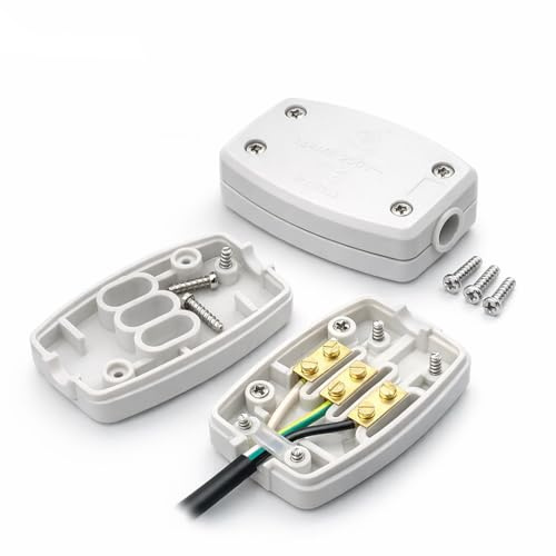 2 cajas de derivación de 3 polos, caja de conexiones eléctricas de 3 pines, caja de derivación para montaje en superficie, 13 A, 250 V, caja de conexión pequeña para conexión de cables, iluminación