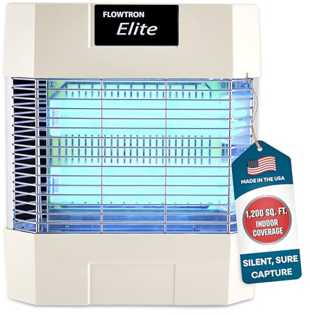Flowtron Indoor Fly Killer | Electric Low-Voltage Bug Zapper for Gnats & Insects with 80W UV Light & Pheromone Lure, Stun Grid & Sticky Trap | 1200 Sq Ft for Kitchen, Restaurant & Barn, UL Certified