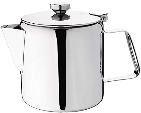 Olympia Concorde Teekanne aus Edelstahl 1,4 Liter/48 oz, Silber, Teekanne mit Spiegelglanz, hitzebeständiger Griff, großer Ausguss, Scharnierdeckel-Design, spülmaschinengeeignet, K680