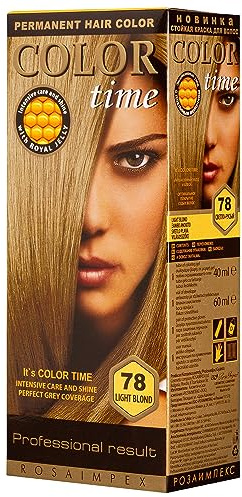 Color Time Permanent Hårfärg Gel Ljusblond 78-100 ml | Mjuk och Jämn Applicering | Drottninggelé och C-vitamin för Naturlig Lyster | Täcker Grått Hår