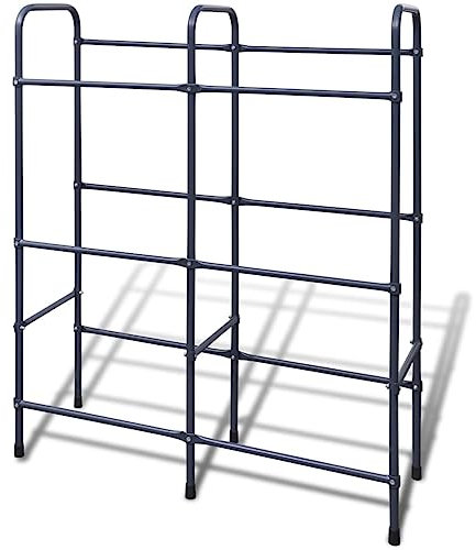 vidaXL Steel Shelf for Grocery and Drink Crates - Space saving and Durable Storage Rack with Easy Access, Equipped with Non-slip Feet - Dark Grey