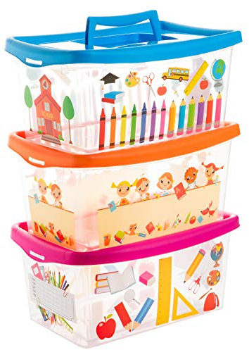 Centi - Contenitore con coperchio per bambini,set da 3, colori assortiti