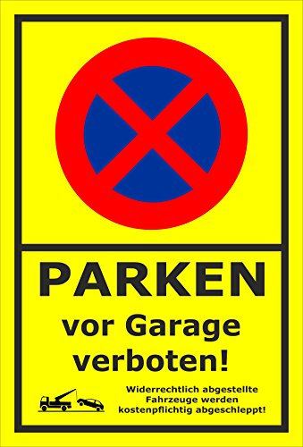Melis-Folienwerkstatt Parken verboten Schild – Abschleppschild für Parken vor Garage verboten – 15x10 cm – Aufkleber – Verschiedene Größen und Materialien