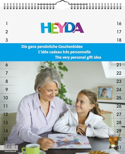 Heyda 2070485 pyssel/kreativ kalender enkel (13 månaders blad, 297 x 350 mm, alltid kalendarium, tråd-O-bindning med upphängning)