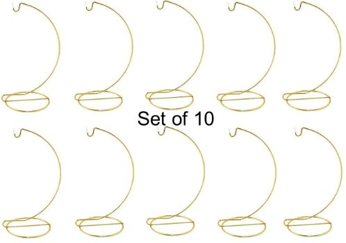 5 Inch Tall Gold Wire Ornament Hanger Stands for Small Ornament Display (Set of 10 Stands)