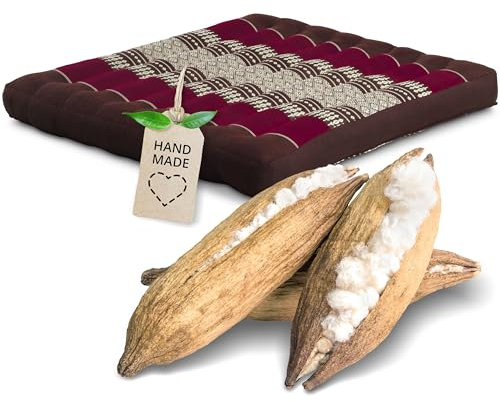 livasia Sitzkissen Stuhlauflage groß - 50x50x6cm - Bodenkissen Indoor/Outdoor, Meditationskissen Yogakissen, Stuhlauflage für Palettenmöbel, Steppkissen für Stuhl und Bank (Weinrot)