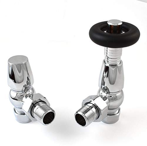 Hot Flow Jordan - Válvula termostática tradicional para radiador (TRV) en ángulo, cromo (TRV en ángulo)