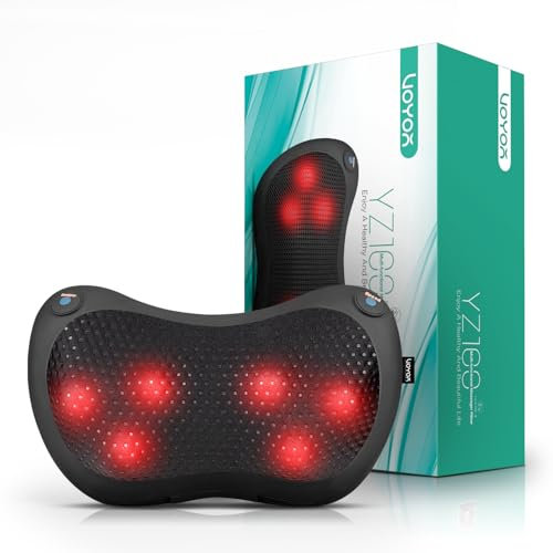 VOYOR-HEALTH Shiatsu Neck and Back Massager with Heat - 3D Kneading Deep Tissue Massage Pillow for Lower Back, Shoulder, Calf, Foot, Use at Home, Car, Office (Black)