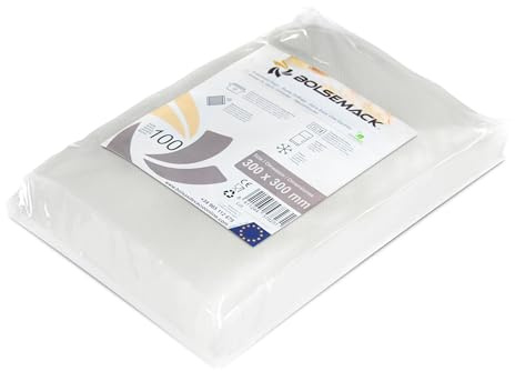 Väska för vakuumförpackning 300x300 präglat (100 enheter) för alla typer av hushållsförpackningar