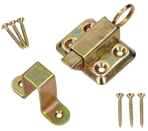 KOTARBAU® Chricchetto per Finestre a Vasistas 50x40mm Zincato Dorato per Chiusura Finestre Basculanti Fermo Solido Set