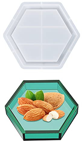 Voyyphixa Hexagon Resin Mold Coaster Mold for Epoxy Resin Tray Silicone Casting Molds for DIY Making Fruit Snack Plate Tray, Serving Board, Jewelry Box, Candle Holder, Decorative Tray (Large)