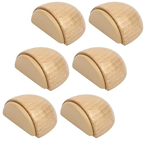 Topes para Puertas - Tope Puerta Adhesivo de Madera para Suelo (Haya Natural) – Autoadhesivo para Suelos - Pack 6 unidades