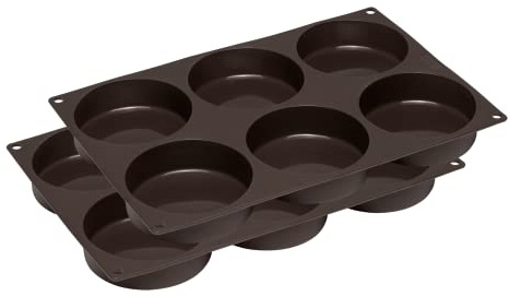 Lurch 585081 FlexiForm Burger Buns set om 2/2 silikonbakformar för 6 pattys vardera (10 cm), brun