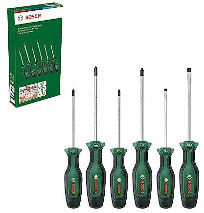 Bosch Set di 6 cacciaviti (6 cacciaviti ad alte prestazioni per fai da te; acciaio S2; impugnatura morbida; punta magnetica)