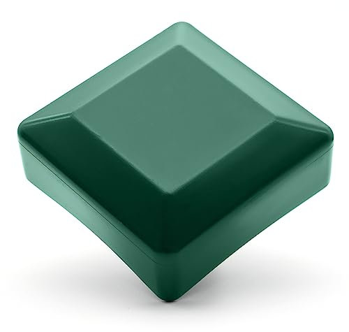 Enkotrade 4 tapas de valla verde para dimensiones exteriores 60 x 60 mm, tapas de tubo de plástico de alta calidad, pirámide cuadradas, tapas para postes de vallas, tapas para vallas
