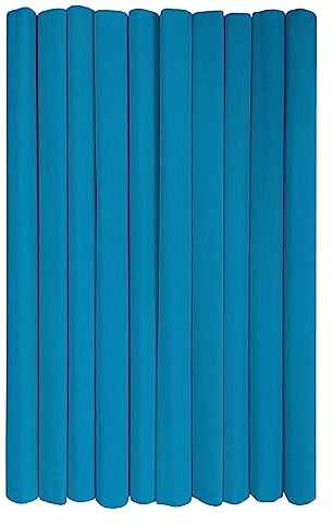 Interdruk – Crêpepapper Rullar för Barns DIY och Dekorationer - Paket med 10 rullar (50 cm x 200 cm, 28 g/m2) – 19 turkos