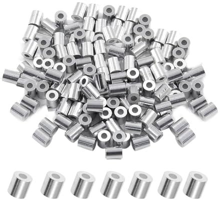 200 Stück Drahtseil-Stoppschlaufenhülse, runde Crimpen für Drahtseil-Durchmesser, Aluminium-Crimpschlaufenhülse, rund (M2,2 mm)