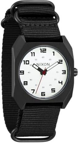 NIXON Scout A1409-100m Water Resistant Men's Analog Field Watch (35 mm Face, 20 mm Nylon Band), Black/Black, Scout Nato