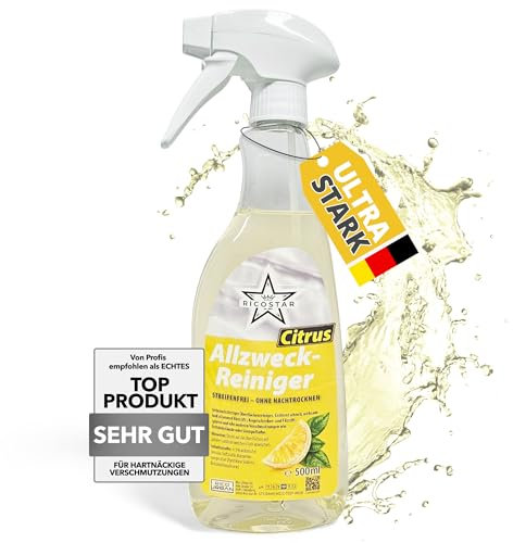 Ricostar Allzweckreiniger Citrus 500 ml – Universalreiniger für streifenfreien Glanz & hygienische Sauberkeit – Reinigungsspray für die Oberflächenreinigung – Effektiv gegen Verschmutzungen