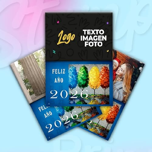 Pack 12 Uds Calendario Magnetico Nevera - Almanaques 2026 - Calendario Nevera Personalizados con Faldilla de 10x20cm y 15x20cm con Logo, Foto, Textos o Imagen - Calendarios Nevera Iman (15x20cm)