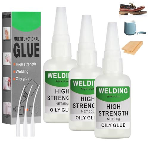 Flintronic 3 Stück Sekundenkleber Extra Stark, 50g Mächtiger Universalkleber, Schweißen Hochfester Ölkleber, Universal Wasserdichter Superkleber, Super Kleber, für Kunststoff Metall Keramik Leder Harz