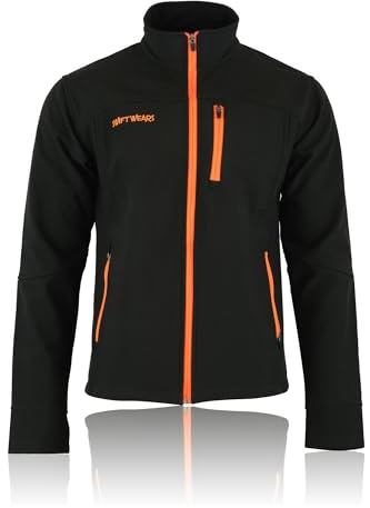 Mens Softshell Thermal Winter Jacket Warm Fleece Lined Outdoor Casual Water Repellant Work Zip Up Collared Pockets High Visibility Windproof Jacket (UK, Alpha, L, Regular, Regular, Black)