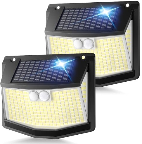 spqment Solar Security Lights Outdoor Garden - 248 LED Solar Powered Waterproof IP65-270° Wide Angle 3 Motion Sensor Lights Powered Front Door Yard Garage Garden Fence 2 Pack