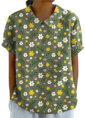 Cocila Femmes RéTro Art Floral Col Rond Bouton Lâche Pull Haut Chemise DéContractéE T Shirts Cardigan Chat Blouse Veterinaire Femme T Shirts Oversize Femme Tunique Blouse De Travail Noire