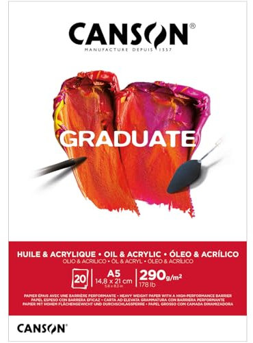 NEU Graduate Öl- und Acrylpapier Block, DIN A5, 20 Blatt, 290 g/m²