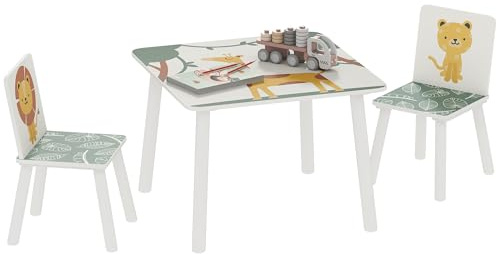 AIYAPLAY 3-Piece Kids Table and Chair Sets, Kids Table with 2 Chairs Set Furniture with Star Pattern for Boys and Girls, Bedroom, Nursery, Playroom, Green