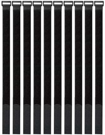 10 stycken kardborrband med spänne 60 cm x 2,5 cm, återanvändbart buntband kardborreband för organisation, svarta kardborrband för kabelhantering, fästrem för verkstad och hushåll