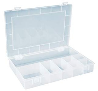 hünersdorff Sortimentskasten PP-Classic mit 8 Fächern | stabile Sortierbox für Schrauben und andere Kleinteile | feste Facheinteilung | 22,5 x 33,5 x 5,5 cm, transparent