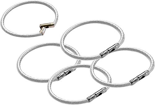 Lucky Line 5 Flex-O-Loc Cable Key Ring, Galvanized Steel, Corrosion-Resistant, Clear, 5 Pack (7111005)