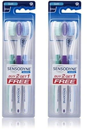 Sensodyne Cepillo de dientes sensible, dientes suaves y sensibles, 3 unidades (paquete de 2)